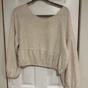 American Eagle AERIE Women's Heather Oatmeal Cream Top Size Medium NWT